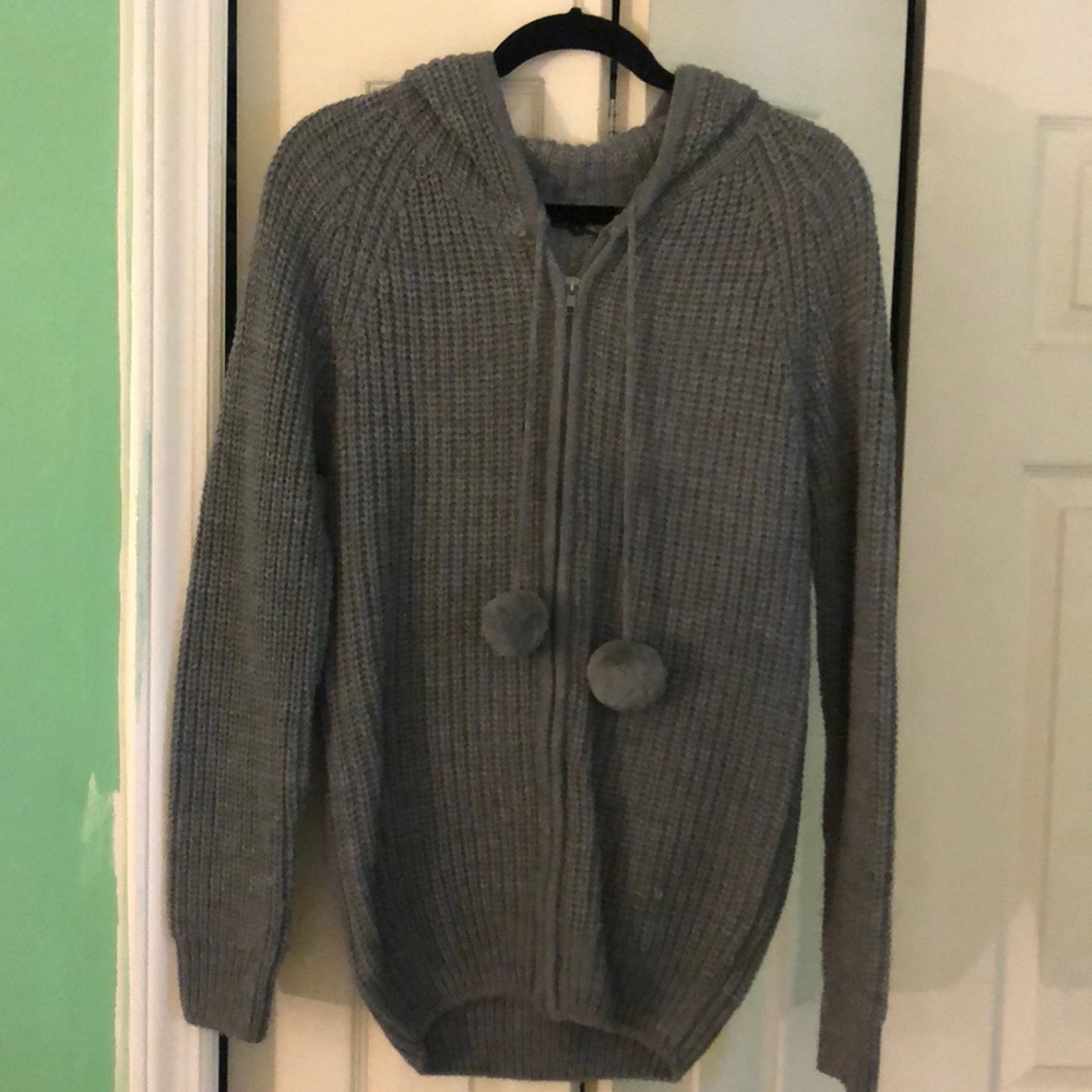 Grey LF hoodie with pom pom detail